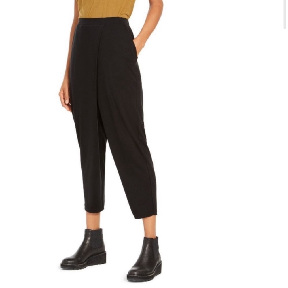 Eileen Fisher Faux Wrap Crossover Waist Jersey Pants